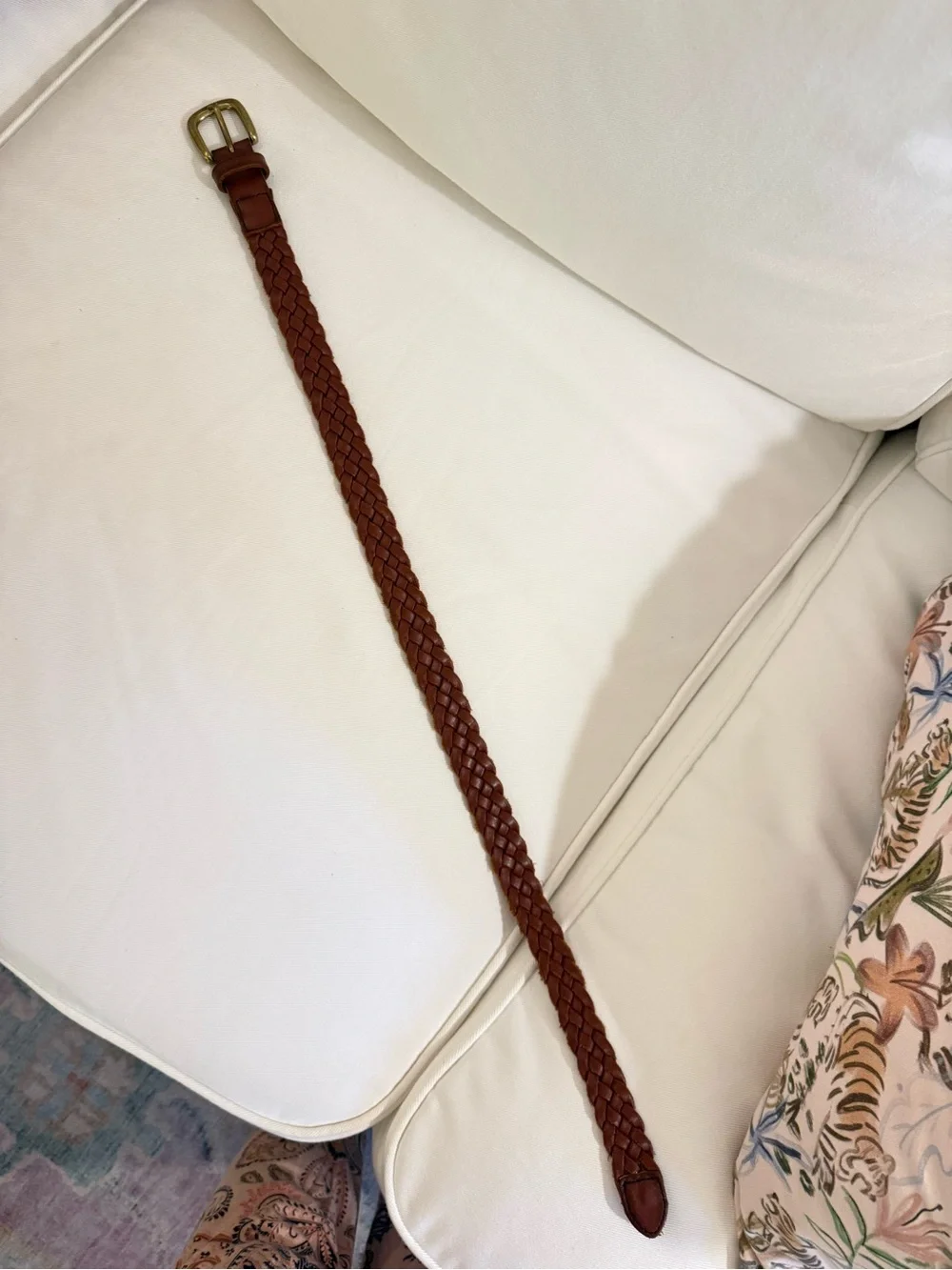 Janie and Jack Braided Leather Belt in Brown with Brass Buckle